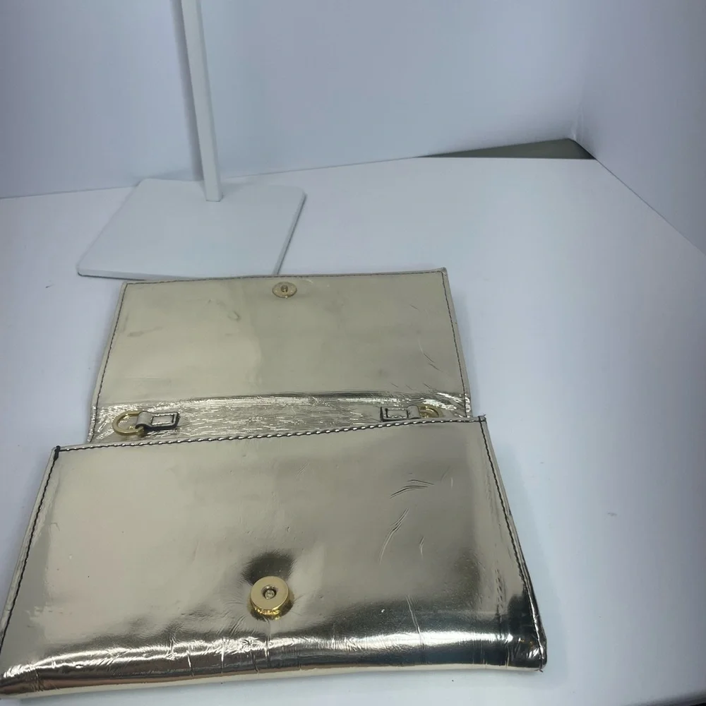 Zac Posen New York Shirley bow mini Gold Leather Crossbody or Clutch bag - Picture 14 of 16